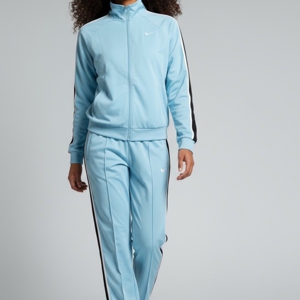 Vtg Nike Windbreaker Jacket & Pants Womens Large Blue Full‎ Zip Gray Label 90s
